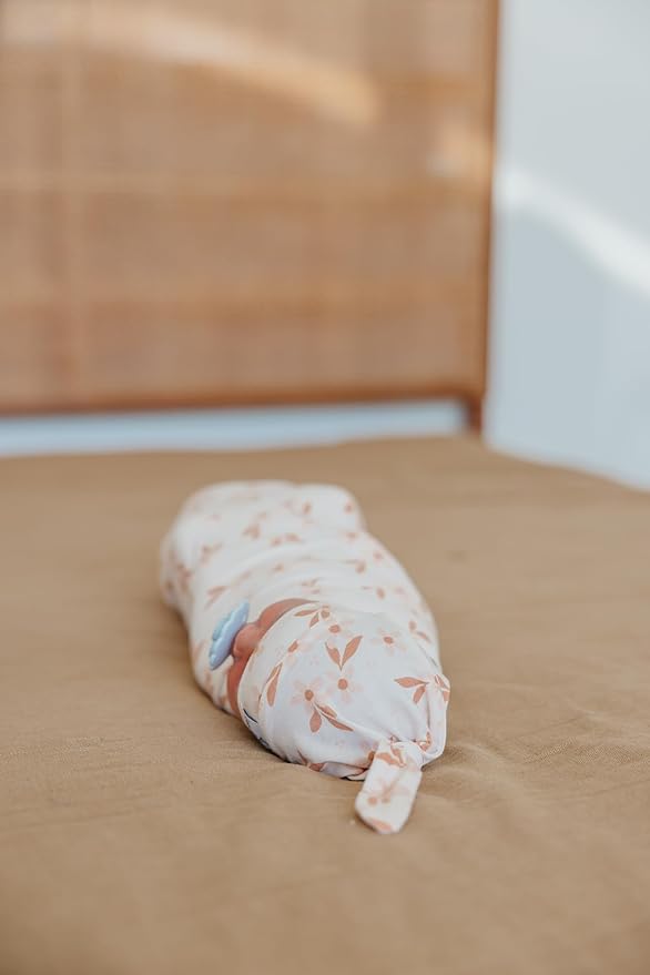 Copper Pearl Baby Beanie Hat Top Knot Stretchy Soft Rue