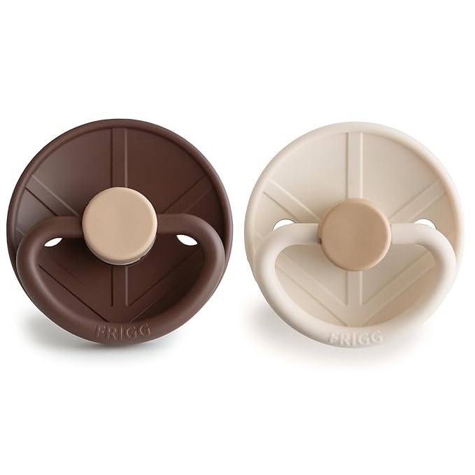 FRIGG Little Viking SilkySoft Silicone Baby Pacifier 2-Pack | Made in Denmark | BPA-Free (Cocoa/Cream, 6-18 Months)