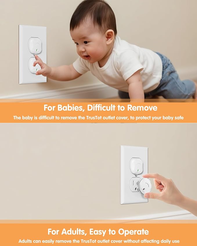 Outlet Covers Baby Proofing, 40 Pack Plug Covers Baby Proofing, Outlet Plug Covers for US 3-Prong to Prevent Electric Shock, Outlet Covers for Home, Office, School, Kindergarten, White