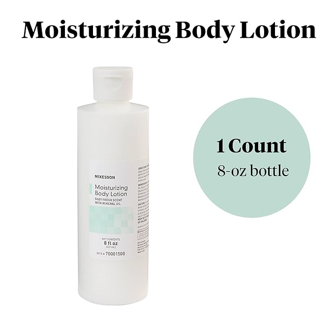 McKesson Moisturizing Body, Hand and Body Moisturizer, Baby Fresh Scent with Mineral Oil, 8 oz, 1 Count