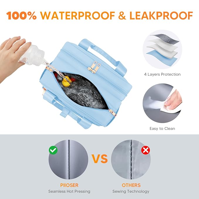 PIIOSER Breastmilk Cooler Bag with Ice Pack, Compatible with Wearable Breast Pumps & Accessories - Portable Breast Pumps Carrying Case for Nursing & Working Moms, Blue