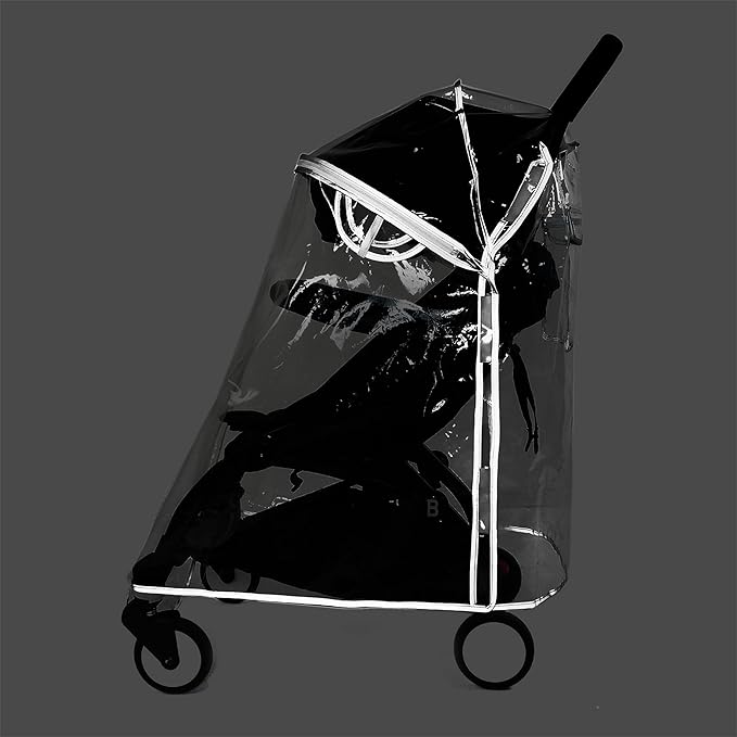 HighEnd Thicking EVA RainCover for Compact Foldable Stroller,Fit BBZYOYO Perfectly,Weather Shield with Waterproof Zipper Opening,Reflective Safety Edging & Full Coverage Design,Ideal for Urban Travel.