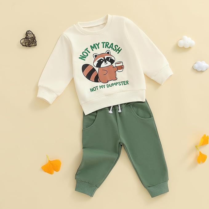 Infant Baby Boy Fall Clothes Set Funny Letter Sweatshirt Pant Outfit Toddler Winter Clothes 6 12 18 Months 2T 3T