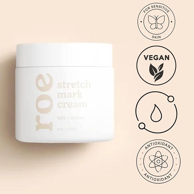 Roe Wellness Stretch Mark Cream for Sensitive Skin Plant-Based Long and Short-term Hydration, Increases Skin Elasticity and Firmness (Stretch Mark Cream)