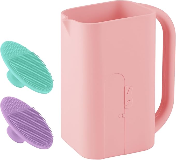 Baby Bath Rinse Cup 100% Food Grade Silicone Wash Rinser Cup For Kids (Pink)