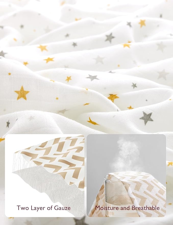 Momcozy Muslin Swaddle Blankets, Ultra Soft Neutral Baby Essentials Must Haves Registry Search, Breathable Large 47'' x 47'' Newborn Boys Girls Swaddle Receiving Blanket, Stellar Orbit