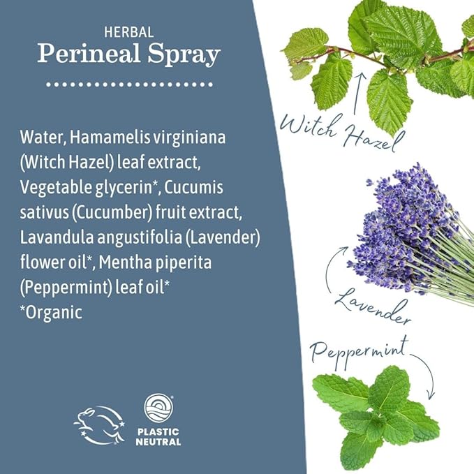Earth Mama Herbal Perineal Spray | Safe for Pregnancy and Postpartum Recovery, Witch Hazel Natural Cooling Spray for After Birth Feminine Care Essentials, No Benzocaine or Butane, 4-Fl oz (2-Pack)