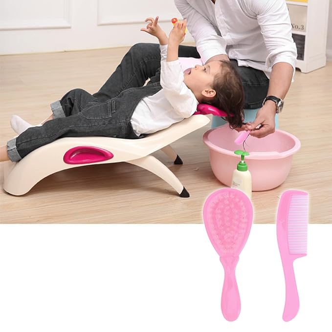 Healifty Baby Comb and Brush Set with Gentle Massage Comb for Newborn Scalp Care Safe and Comfortable Hair Washing for Infant and Toddler 4.72X1.77X0.98 Inch