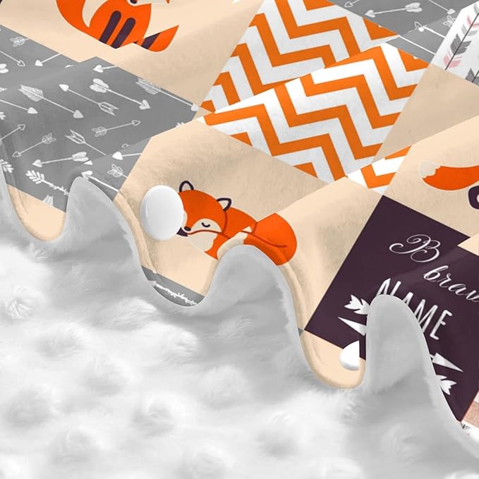 Personalized Cute Fox Baby Car Seat Canopy for Babies with Name, Custom Car Seat Covers for Girls Boys, Opening Minky Nursing Breastfeeding Cover Infant Carseat Canopies for Newborn
