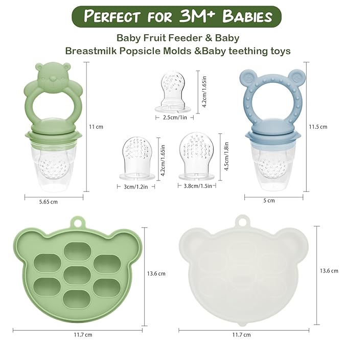 Baby Breastmilk Popsicle Molds & Baby Fruit Feeder (6 Pack), WAJIAYON Infant Food Freezer Tray Storage Containers, Silicone Teething Pacifier Feeder and Teether for Babies,Babies Feeder