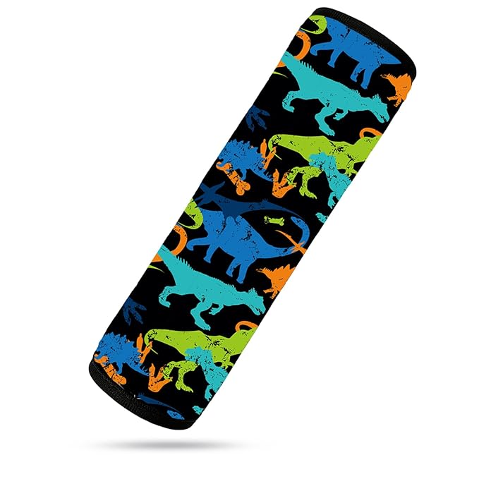 Seat Belt Cover for Kids, Seat Belt Pad for Boys Girls, Car Seat Straps Shoulder Pads for Kids, Kid's Seat Belt Cushion, Shoulder Strap Pad, 1 Piece （Black Dinosaur）