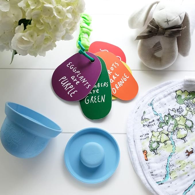 Wee Gallery Stroller Cards - I See In the Market- Food and Colors Travel Activity for Babies and Kids, with Snap on Strap for Walks, Car Seat, Bag, Stroller
