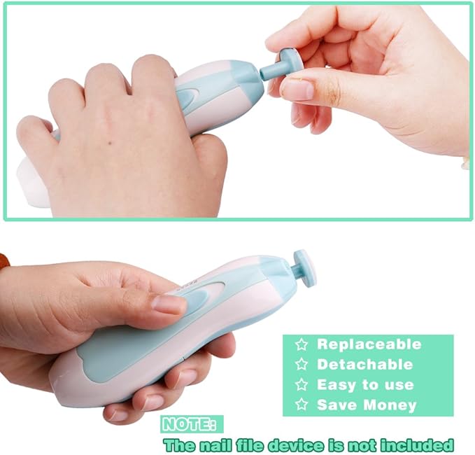 Baby Nail File Replacement Pads, Grinding Heads Polish Disc for Electric Nail Trimmer by Consevisen and Other Brands, Toes Fingernails Care for Infant Toddler Kids (8 Pack, Teal)