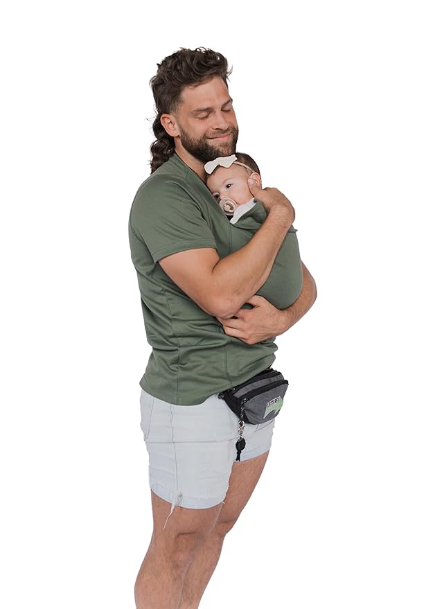 Lalabu The Dad Shirt | Hands-Free Baby Carrier for Dad with Kangaroo Pouch | Engineered for Bonding, Safety, & Comfort for Newborns Up to 15 Lbs. | CPSC Compliant - Fern - Small