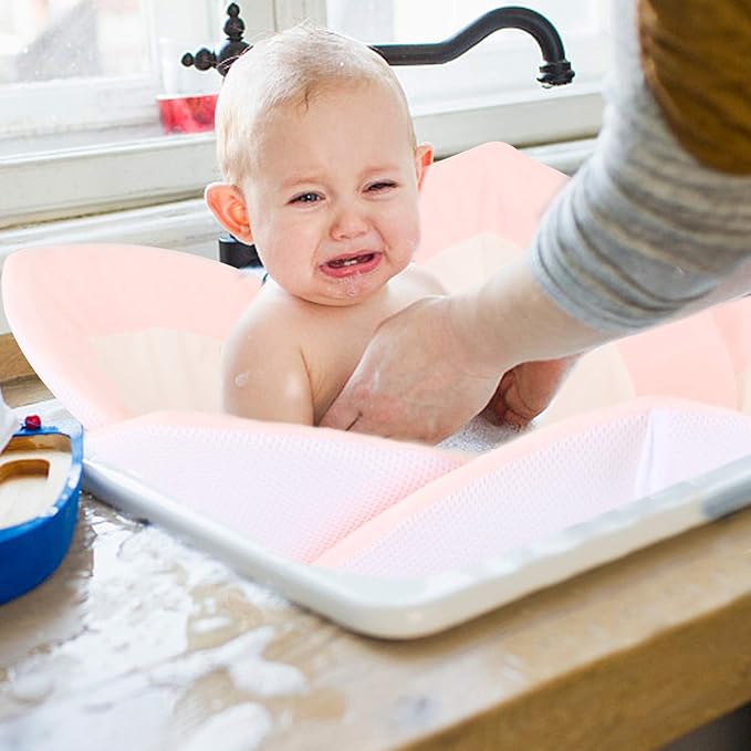 Baby Bath - Flower Baby Bath Pad Infant Bathtub Mat for Bathtub Tub Sink (Whitepink)