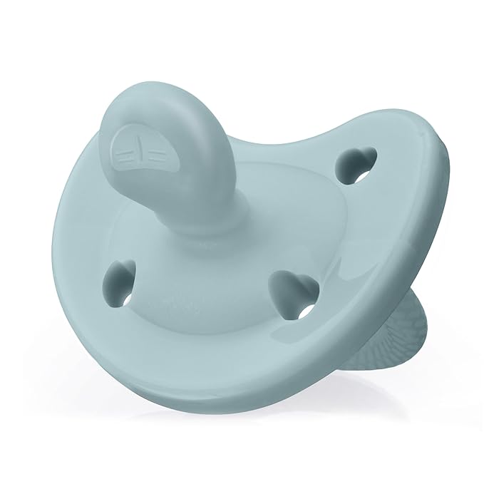 Chicco PhysioForma Luxe Orthodontic Pacifier, 6-16m | 100% Soft Silicone | Supports Breathing & Oral Development | Textured Shield & Handle | Includes Sterilizing Case | BPA Free | Coastal Blue, 2pk