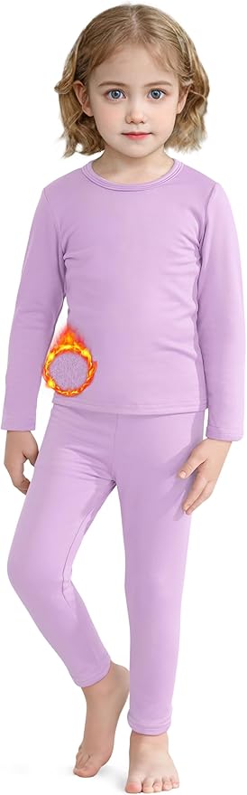 VZV 2T-6Y Toddler Thermal Set Thermal Underwear for Kids Fleece Lined Toddler Base Layer Long Johns for Kids Boys Girls