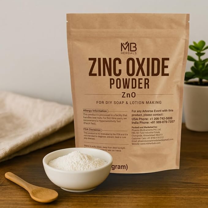 MB Herbals Zinc Oxide Powder 3.5 oz | Uncoated & Non-Nano | For DIY Sunscreen Lotion & Cream