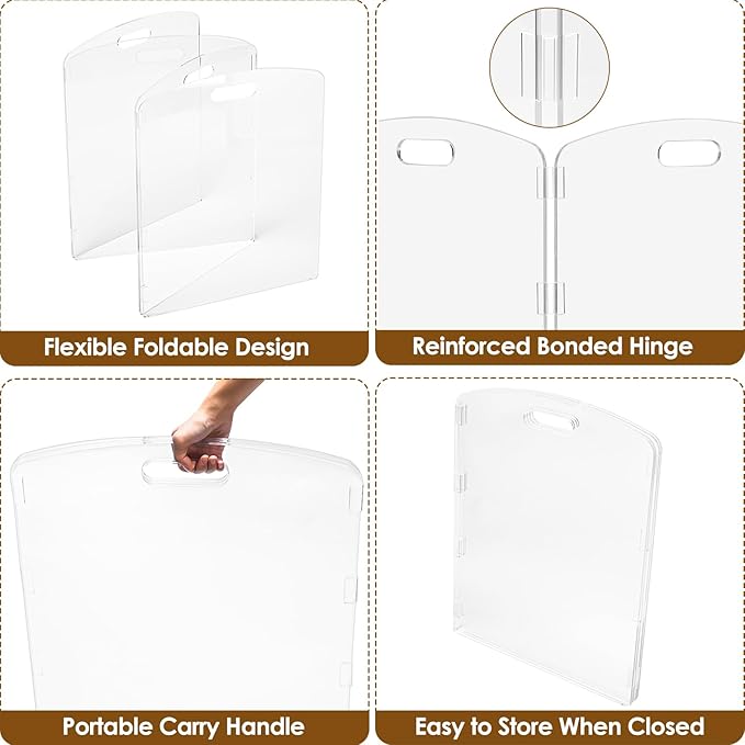 Modern Frame Clear Acrylic Freestanding Pet Gate - 24" High Extra-Wide Folding 4-Panel Dog Barrier for Doorways, Stairs & Large Openings, Indoor Fence for Dogs, Puppies & Cats