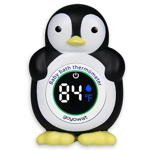 Baby Bath Thermometer, Floating Penguin Toy - Baby Bathing Safety Monitor, Cold and Warm Dual Zone Color Code, Real-time Water Temperature Sensor, Detachable Floating Toy, Special Supply for Maternal