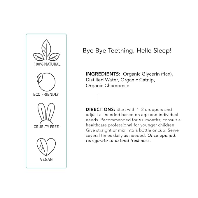 Balm Baby Natural Baby Teething & Calming Tincture - Calms, Soothes Gums and Discomfort – Vegan - Glass Bottle with Glass Dropper (4oz)