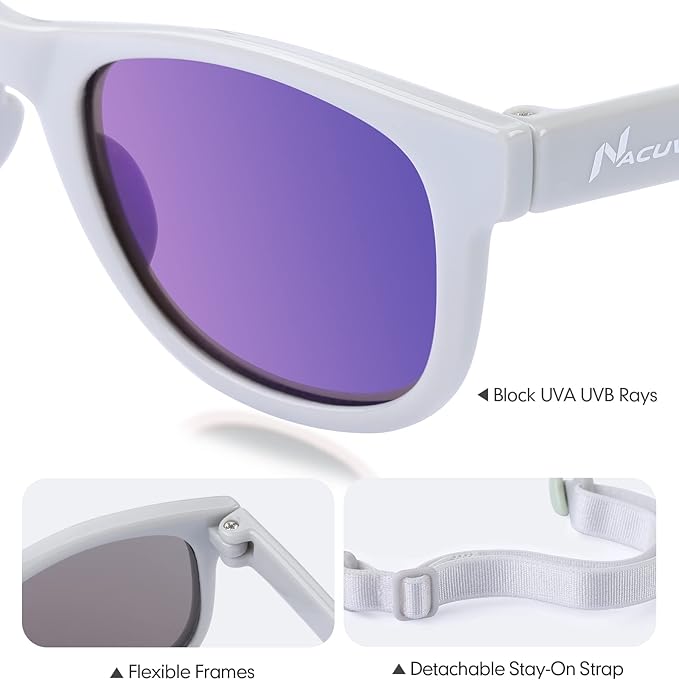 Baby Sunglasses - 100% UV Proof Sunglasses for Baby, Toddler, Kids - Ages 0-2 Years - Case and Pouch included