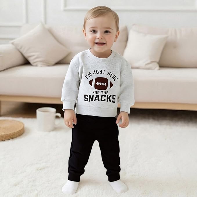 Baby Boy Fall Clothes Set Long Sleeve Football Print Sweatshirt Pants Toddler Infant Outfits 6 12 18 24 Months 2T