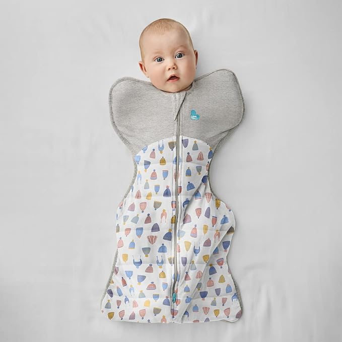 Love to Dream Warm Swaddle UP 2.5 TOG Baby Sleep Sack for Autumn & Winter | Arms Up Position for Self-Soothing, Calms Startle Reflex | Medium 13-19 lbs, White Happy Hats