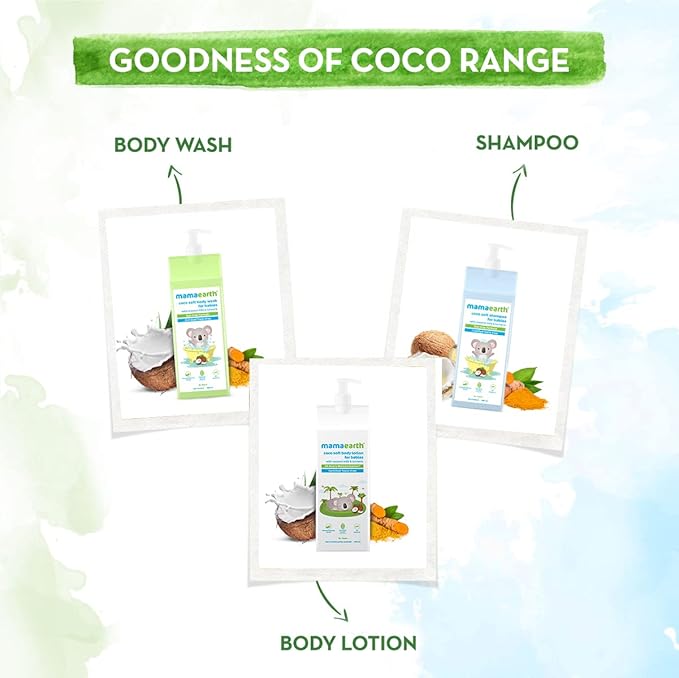 MAMAEARTH Coco Soft Baby Body Wash for Kids, 13.53 fl oz (400ml) – Gently Cleanses & Nourishes, with Coconut Milk & Turmeric, Tear-Free Formula, Safe for Sensitive Skin, Newborns & Toddlers