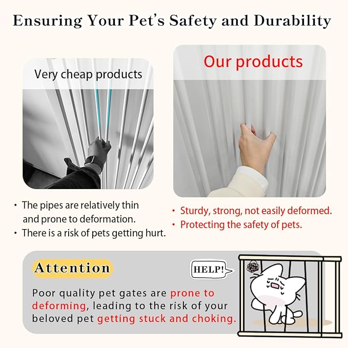 Lumizone Extra Tall Cat Gate 55.12" High Pressure Mounted Extra Wide 2025 New (17 Sizes) 1.37" Gap No Drilling Auto-Close One-Handed Operation Tall Pet Gate for Dogs(White, 55.12" H x 75.98"-80.11" W)