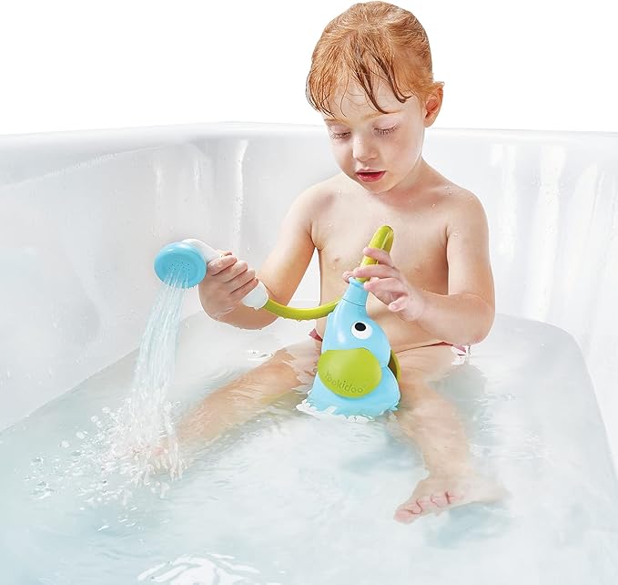 Yookidoo Baby Bath Shower Head - Elephant Water Pump and Trunk Spout Rinser - for Newborn Babies in Tub Or Sink