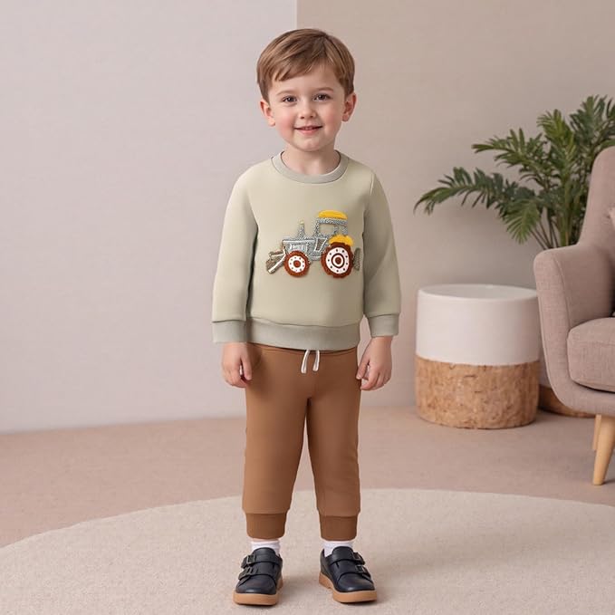 fhutpw Toddler Baby Boy Clothes Funny Letter Long Sleeve Sweatshirt Pullover Top Jogger Pants Fall Winter Outfits