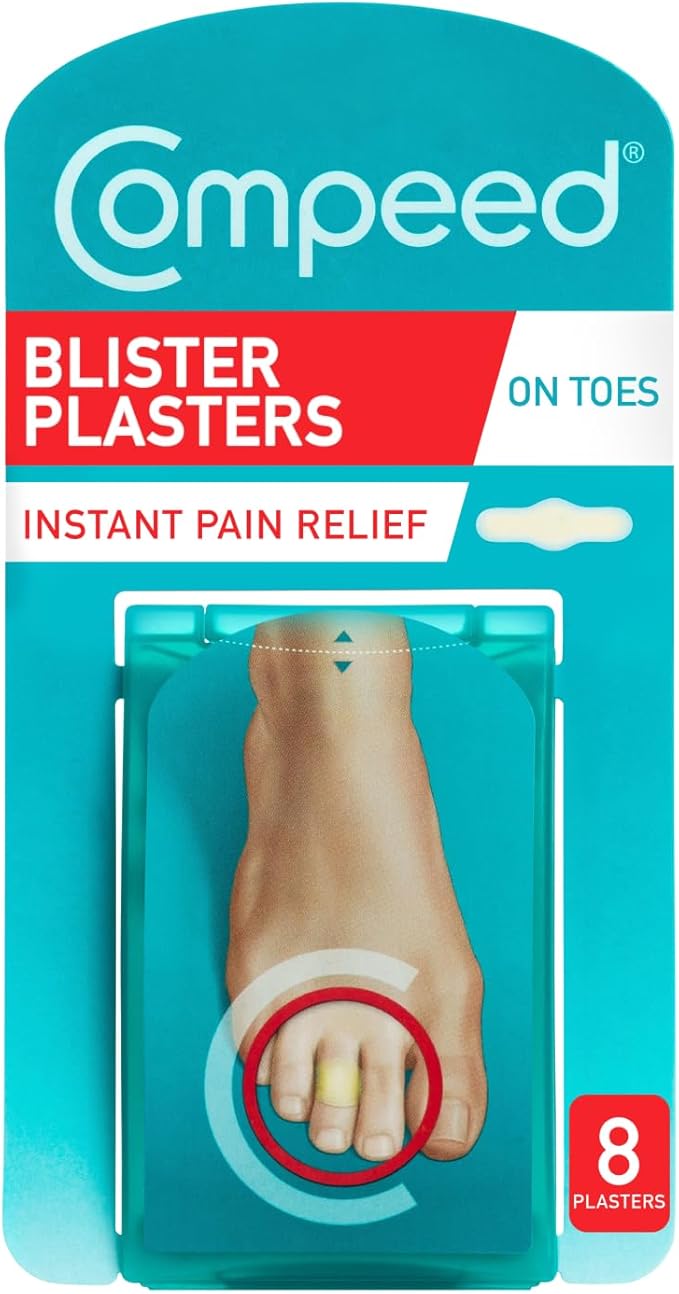 Compeed On Toes Blister Plasters, 8 Hydrocolloid Plasters, Foot Treatment, Heal Fast, Dimensions: 1.7 cm x 5.1 cm
