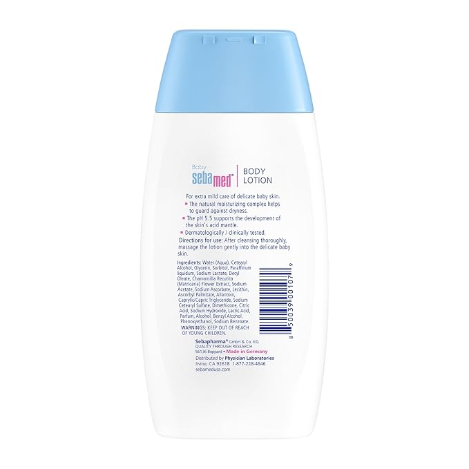 Sebamed Baby Lotion pH 5.5 Ultra Mild Dermatologist Recommended Moisturizer for Sensitive Skin and Delicate Skin 6.8 Fluid Ounces (200 Milliliters)