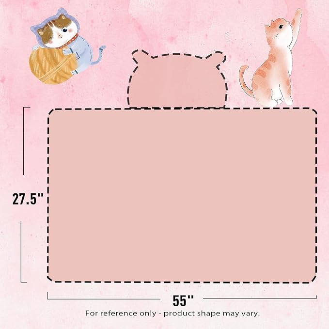 Toddler Bath Towel Baby Towels with Hood 27.5"X55" Ultra Absorbent Soft Bathrobe Blanket Kids Shower Towel for Girls and Boys(Pink Cat)