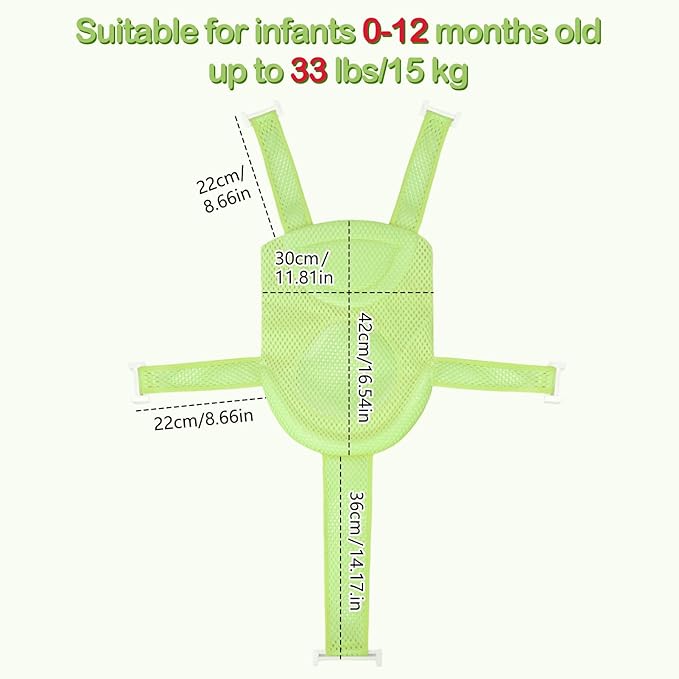 Colorlife Baby Bath Seat Support Net Infant Bathing Seat Support Mat, Adjustable Comfortable Non-Slip Five-Pointed Baby Shower Net Bathtub Sit Up Mesh for Newborn 0-12 Months-Grass Green(No Bathtub)