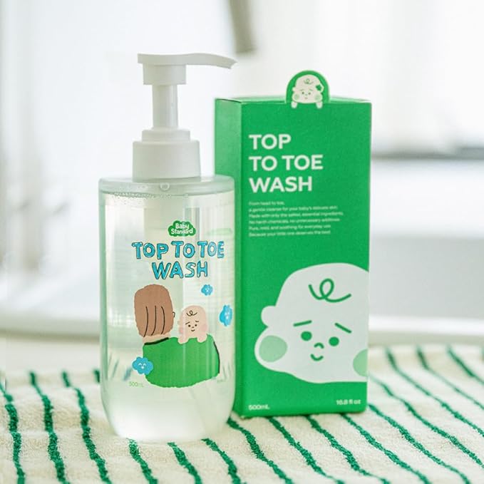 Baby Wash & Shampoo – Made in Korea, Tear-Free Head-to-Toe Cleanser for Sensitive Skin, Low pH Plant-Based Foam, Unscented & Fragrance-Free, 16.9 fl.oz