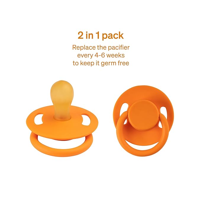 Natural Rubber Pacifier by LoveNoobs, 4 Pack, Pacifiers 0-6 Months, Baby Starter Kit, Newborn Silicone Dummy, Orthodontic, Teething Soothers, Newborn Gift