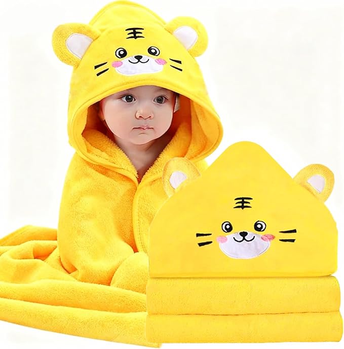 Hooded Baby Towels - Premium Ultra Soft Organic Baby Bath Towel – Absorbent and Hypoallergenic Towels for Baby Boy Girl, Toddler, Newborn Essentials (Tiger)