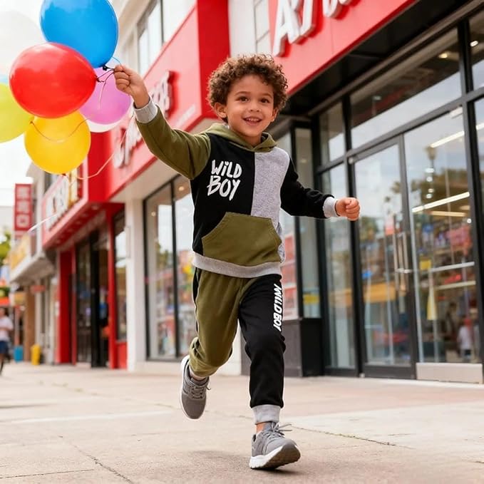 2-6T Toddler Baby Boy Clothes Color Blocking Hoodies + Pants Fall Winter Outfits