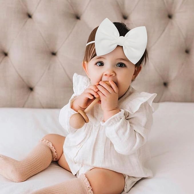 YanJie Baby Girls Nylon Headbands Newborn Bows Handmade Hair Bows Hairbands Hair Accessories for Newborn Infant Toddlers Kids (4.5bow 12colors)