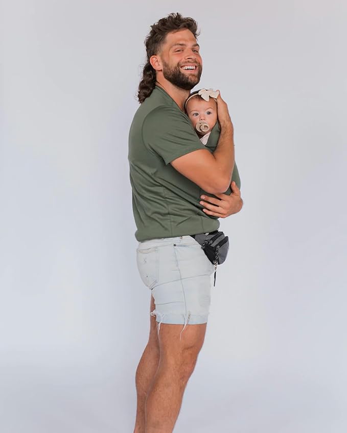 Lalabu The Dad Shirt | Hands-Free Baby Carrier for Dad with Kangaroo Pouch | Engineered for Bonding, Safety, & Comfort for Newborns Up to 15 Lbs. | CPSC Compliant - Fern - XL