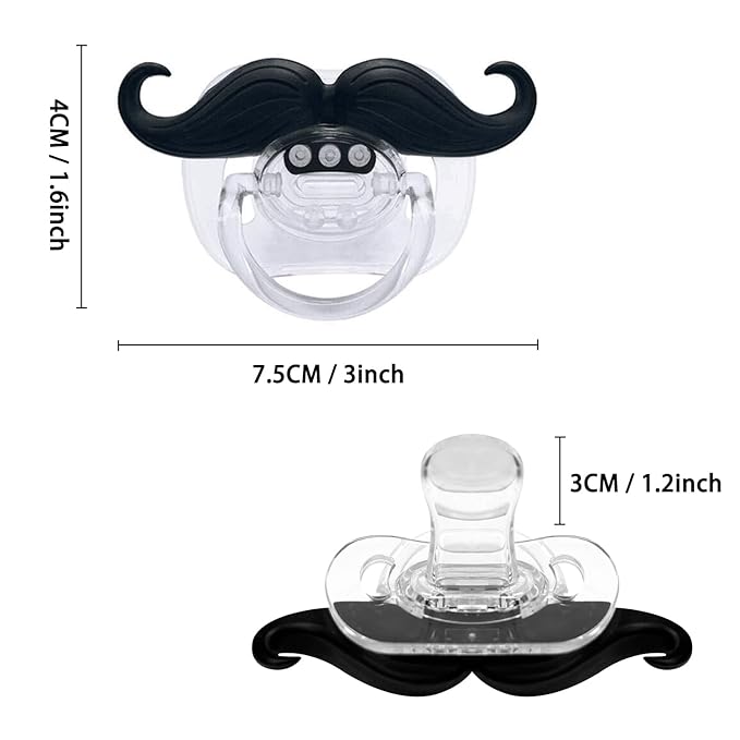 Funny Baby Pacifiers,Mustache Pacifiers 0-18 Months for Babies,Mustache Binky,Gift for Newborns,Infants,Toddlers,Baby Boys,BPA Free(Mustache Pacifiers)