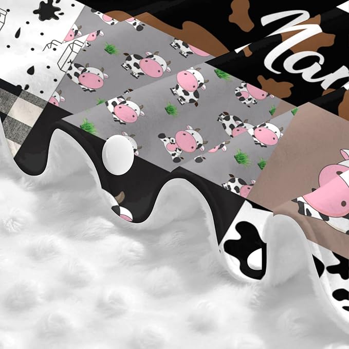 Personalized Cute Cow Baby Car Seat Canopy for Babies with Name, Custom Cow Stripes Car Seat Covers for Boys Girls, Opening Minky Nursing Breastfeeding Cover Infant Carseat Canopies for Newborn