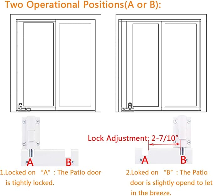 Patio Sliding Door Security Foot Lock Kick Lock, Fits on Top Rail-Childproof Patio Door Guardian-or Bottom Rail-Foot Operated-Keep Your Family Safe and Secure (2 Set)