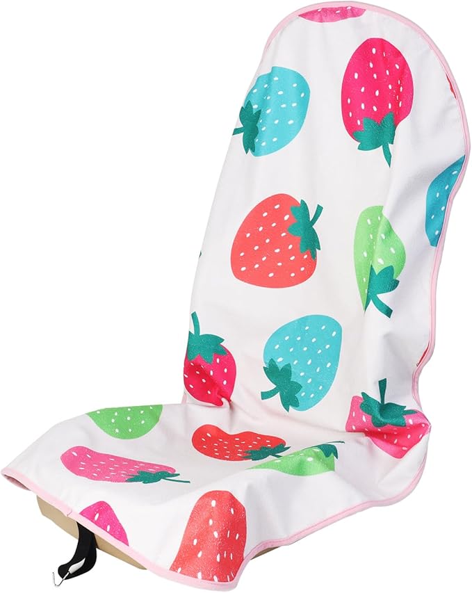 Sweat Towel Car Seat Cover Protector Front Seats for Gym Workout, Running, Swimming, Beach and Hiking, Waterproof Universal Seat Cover for Car, Truck, Van & SUV (Strawberry, 1pcs Front Seat)