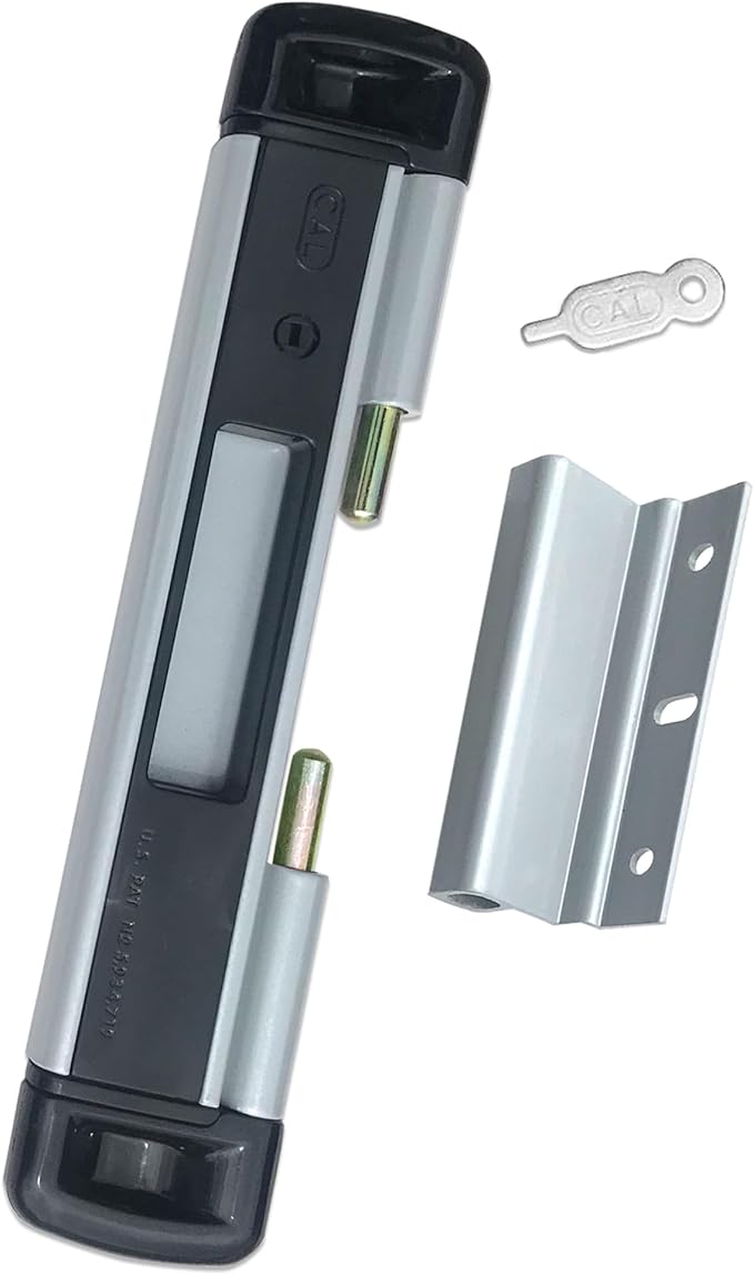 Double Bolt Lock for Sliding Glass Doors - Newly Patented - Advanced Technology to Keep Your Family Safe and Secure - High Security Lock - Virtually Burglar Proof (Silver)
