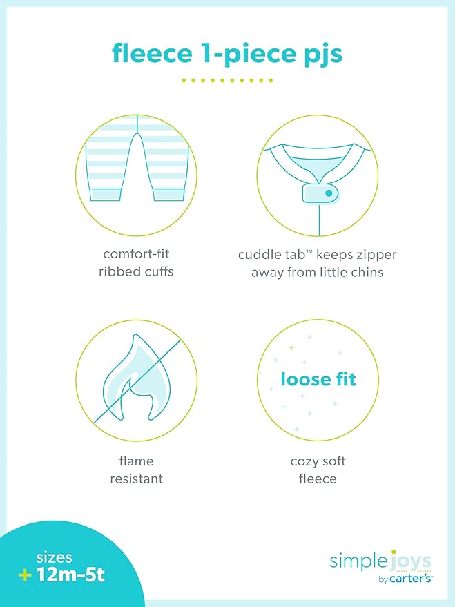 Simple Joys by Carter's baby-girls 3-pack Loose Fit Flame Resistant Fleece Footless Pajamas