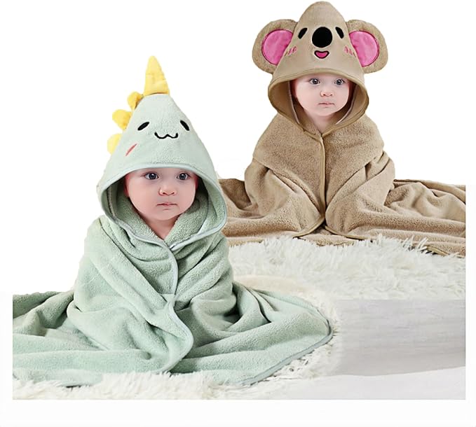 2Pcs Baby Hooded Towel,31 * 31 in Toddler Bath Towels for Newborn Babies,Toallas de Baño para Bebe,Organic Infant Kids Boy Essentials 1-3