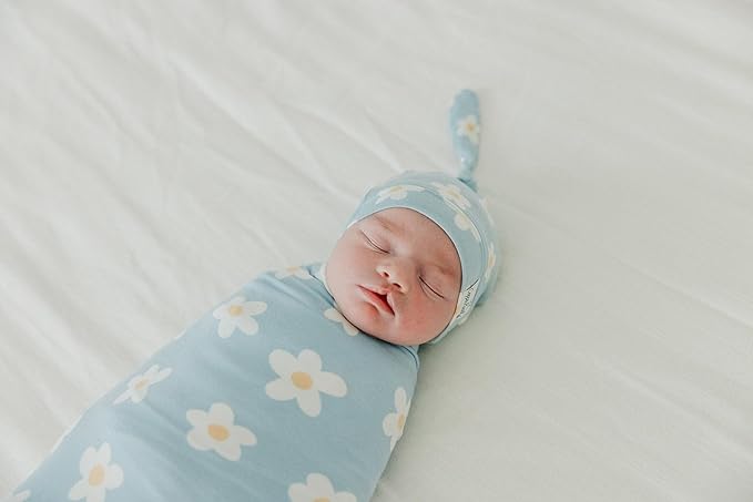 Copper Pearl Baby Beanie Hat Top Knot Stretchy Soft Della